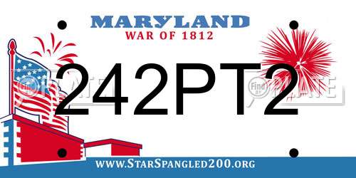 242PT2 Maryland License Plate
