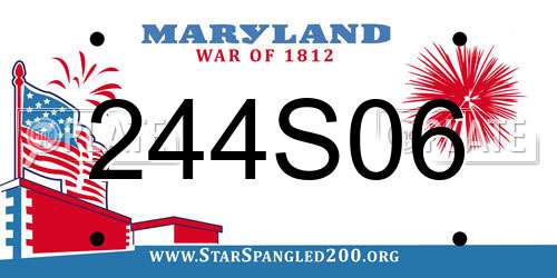 244S06 Maryland License Plate
