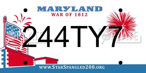 244TY7 Maryland License Plate