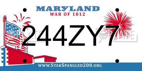 244ZY7 Maryland License Plate