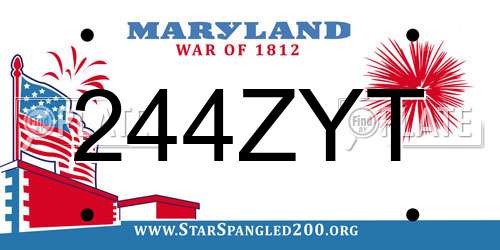 244ZYT Maryland License Plate