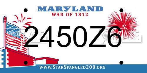2450Z6 Maryland License Plate
