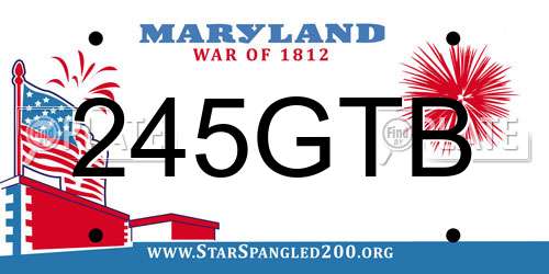 245GTB Maryland License Plate