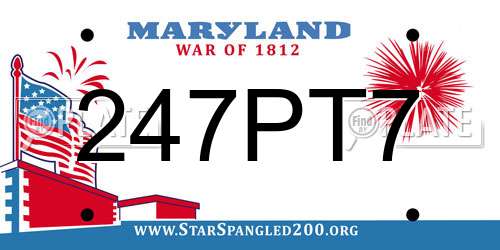 247PT7 Maryland License Plate