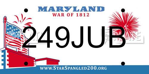 249JUB Maryland License Plate