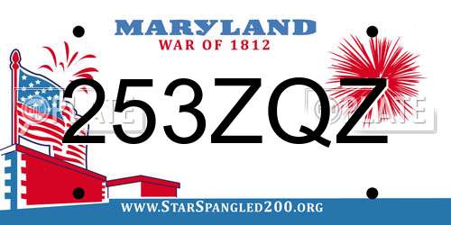 253ZQZ Maryland License Plate