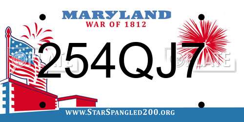 254QJ7 Maryland License Plate