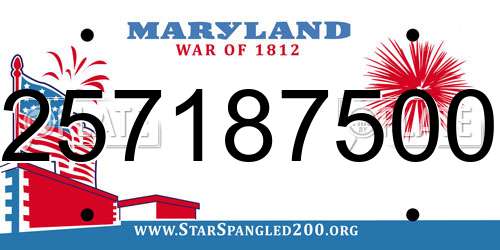 257187500 Maryland License Plate