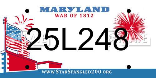 25L248 Maryland License Plate