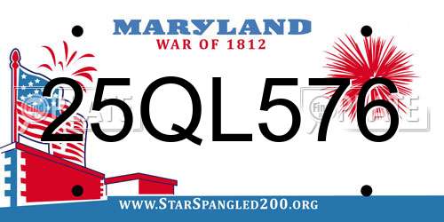 25QL576 Maryland License Plate