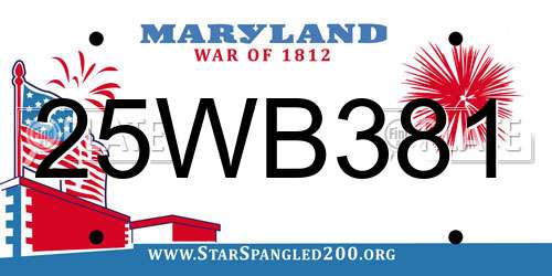 25WB381 Maryland License Plate