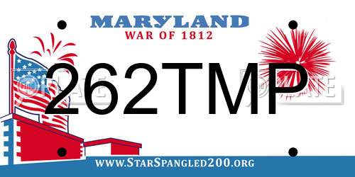 262TMP Maryland License Plate