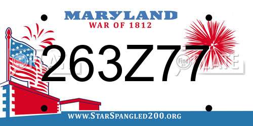 263Z77 Maryland License Plate