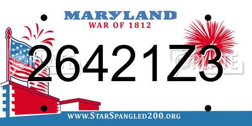26421Z3 Maryland License Plate