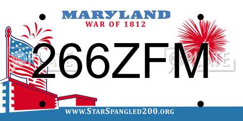 266ZFM Maryland License Plate