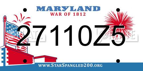 27110Z5 Maryland License Plate