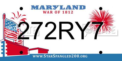 272RY7 Maryland License Plate