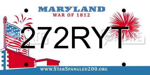 272RYT Maryland License Plate