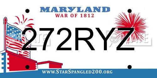 272RYZ Maryland License Plate