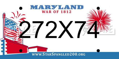 272X74 Maryland License Plate