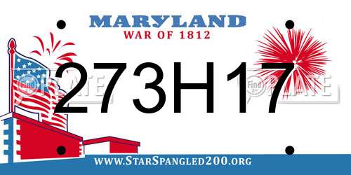 273H17 Maryland License Plate