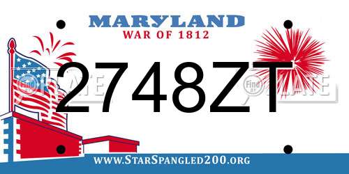 2748ZT Maryland License Plate