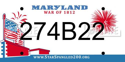 274B22 Maryland License Plate