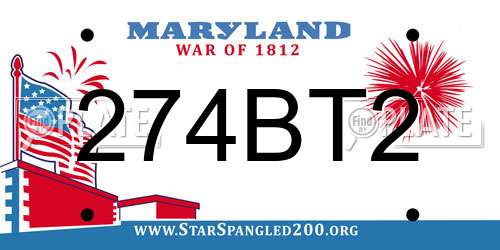 274BT2 Maryland License Plate