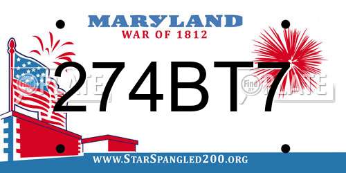 274BT7 Maryland License Plate