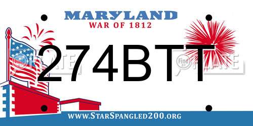 274BTT Maryland License Plate