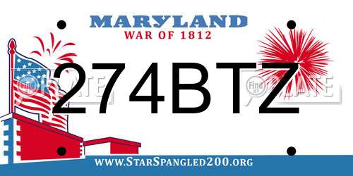 274BTZ Maryland License Plate