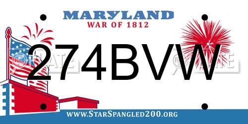274BVW Maryland License Plate