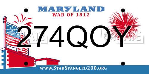 274QOY Maryland License Plate