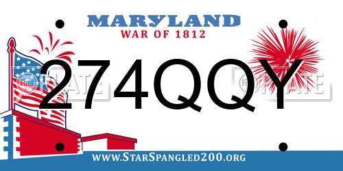 274QQY Maryland License Plate