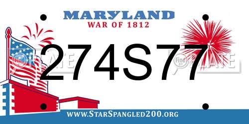 274S77 Maryland License Plate