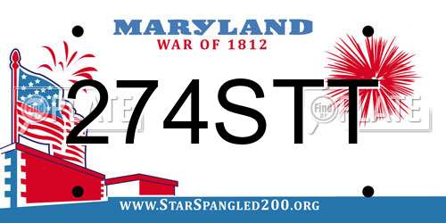 274STT Maryland License Plate