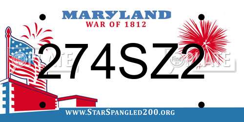 274SZ2 Maryland License Plate