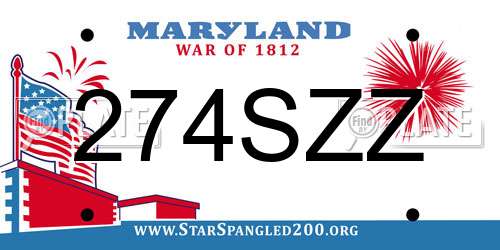 274SZZ Maryland License Plate