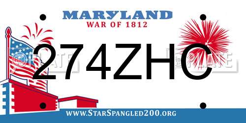 274ZHC Maryland License Plate