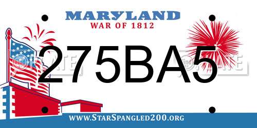 275BA5 Maryland License Plate