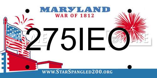 275IEO Maryland License Plate