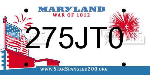 275JT0 Maryland License Plate