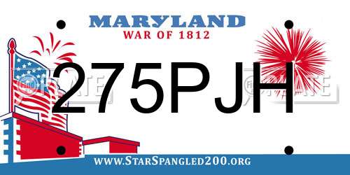 275PJH Maryland License Plate