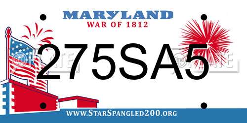 275SA5 Maryland License Plate