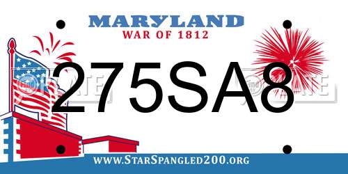275SA8 Maryland License Plate