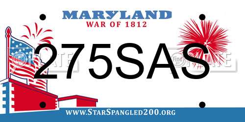 275SAS Maryland License Plate