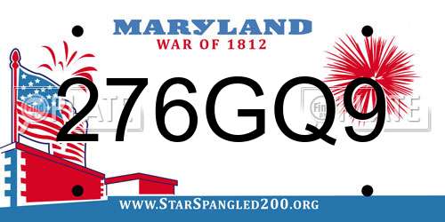 276GQ9 Maryland License Plate