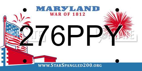 276PPY Maryland License Plate
