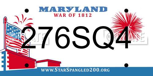 276SQ4 Maryland License Plate