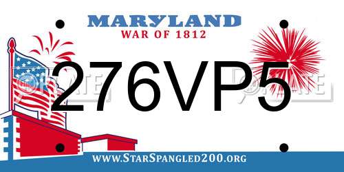 276VP5 Maryland License Plate